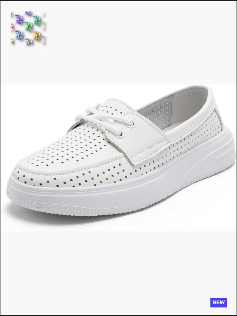 Platform Fashion Sneakers - Perforated Hollow Out Walking Shoes, Lightweight